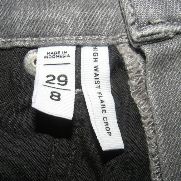 LOFT High Waist Flare Crop Gray Frayed Jeans Size 8 - Picture 7 of 8